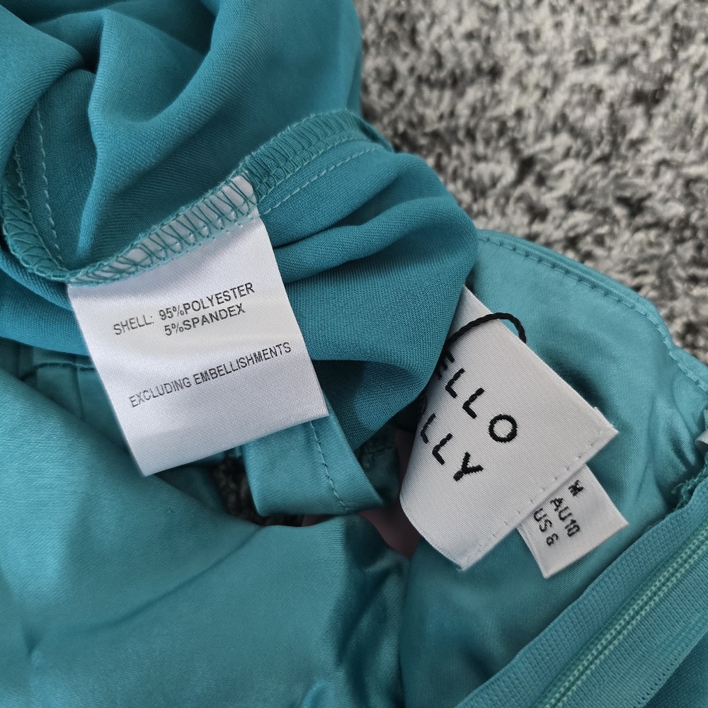 Hello Molly Teal Satin Strapless Maxi Dress - Picture 6 of 7